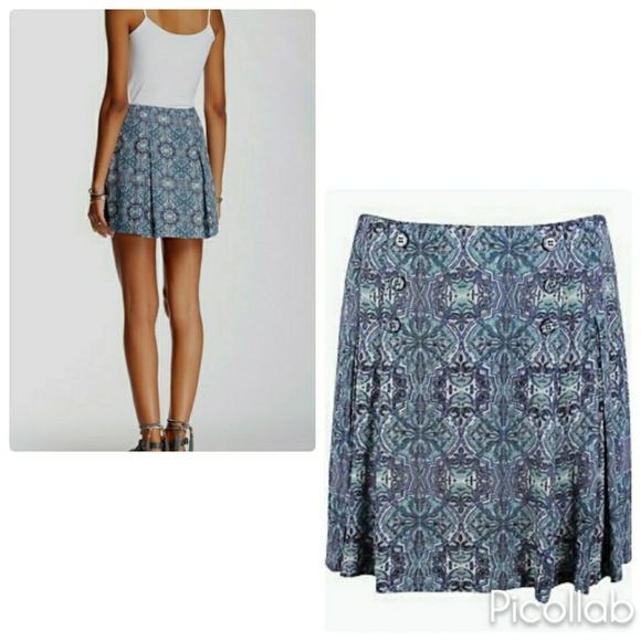 Free People Dresses & Skirts - Free People Purple/Blue Pleated Mini-skirt